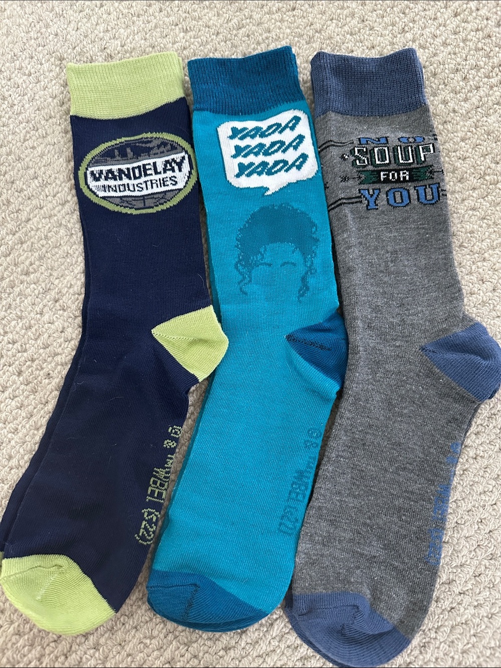 Seinfeld Novelty Crew Socks – Blue, Teal, Gray